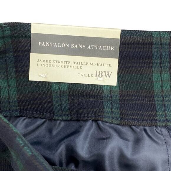 NWT LORD & TAYLOR Kelly Brooks Plaid Mid Rise Slim Leg Ankle Pull-On Pant Sz 18W - Picture 4 of 6